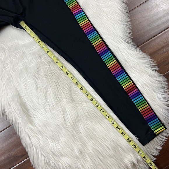 Pam & Gela Move Fast Womens Size P / XS Black S20 Lurex Rainbow 7/8‎ Leggings - Picture 5 of 9